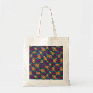 Groovy Wavy Trippy 60s Flower Controls Sinaasappel Tote Bag