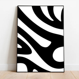 Groovy White and Black Art, door Zebra geïnspireer Poster