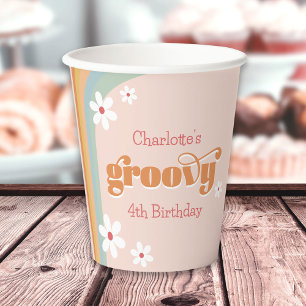 Groovy White Daisies 70's Girlfeest Papieren Bekers