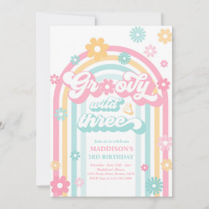 Groovy Wild en Drie Boho Daisy Rainbow Birthday Kaart