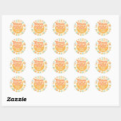 Groovy wild en drie retro zon kinderen verjaardag ronde sticker (Vel)