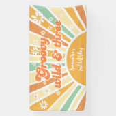 Groovy wild en drie retro zon kinderen verjaardag spandoek (Verticaal)