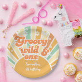 Groovy wild en een retro zon kinderen verjaardag papieren bordje (Feest)