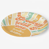 Groovy wild en een retro zon kinderen verjaardag papieren bordje (Gekanteld)