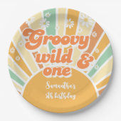 Groovy wild en een retro zon kinderen verjaardag papieren bordje (Voorkant)