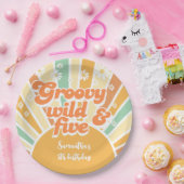 Groovy wild en vijf retro zon kinderen verjaardag papieren bordje (Feest)
