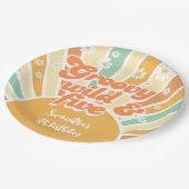 Groovy wild en vijf retro zon kinderen verjaardag papieren bordje (Gekanteld)