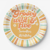 Groovy wild en vijf retro zon kinderen verjaardag papieren bordje (Voorkant)