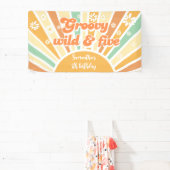 Groovy wild en vijf retro zon kinderen verjaardag spandoek (Insitu)