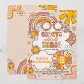 Groovy Wild & Three Flower Power Regenboog Verjaar Kaart (Voorkant / Achterkant)