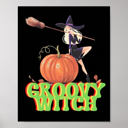 GROOVY WITCH grappige Halloween heks Poster (Voorkant)