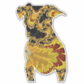 Groovy Yellow en Red Fractal Dog Silhouette Sticker (Voorkant)