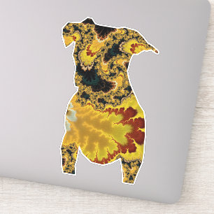 Groovy Yellow en Red Fractal Dog Silhouette Sticker
