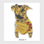 Groovy Yellow en Red Fractal Dog Silhouette Sticker (Vel)