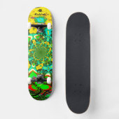 Groovy Yellow Green Abstract Futuristic spiral Skateboard (Voorkant)