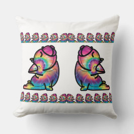 Groovy Yoga Bulldog: Grappige Tie Dye Kleuren Kussen