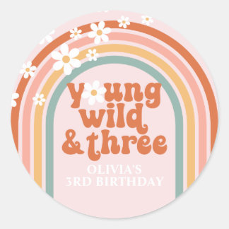 Groovy Young Wild Driedaagse regenboog, derde verj Ronde Sticker