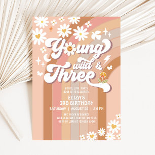 Groovy Young Wild en Drie Mauve 3e Verjaardag Kaart