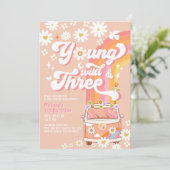 Groovy Young Wild en Three Daisy 3e verjaardag Kaart (Staand voorkant)