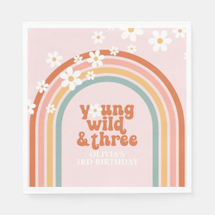 Groovy Young Wild Three madeliefjes regenboog 3de  Servet