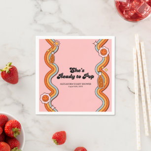 Groovy Ze is er klaar voor om Retro Stofrozen Roze Servet