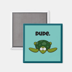 Groovy Zee Schildpad Cartoon, Funny Ocean "Dude" Magneet