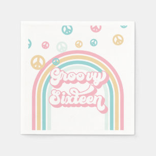Groovy Zestien Retro Zomer Regenboog Servet