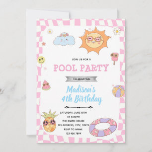 Groovy zomer zwembad party uitnodiging