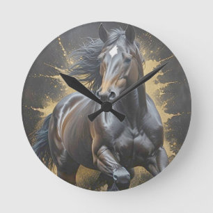 groovy zwarte paard ronde klok