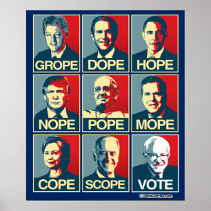 GROPE DOPE HOPE NOPE - STEMMING BERNIE SANDERS POSTER