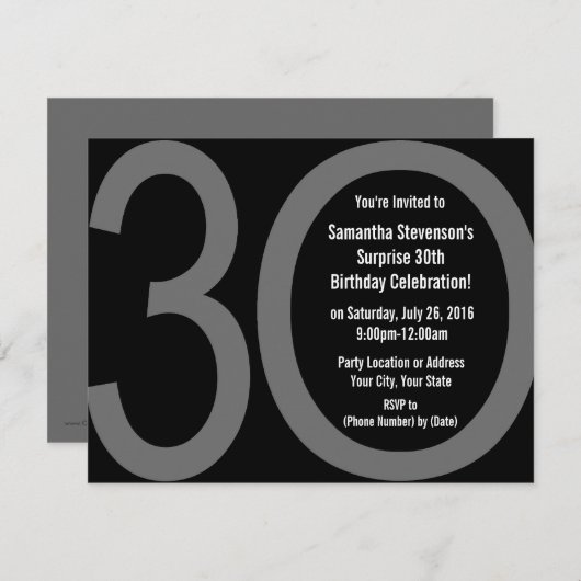 Gros 3-0 Invitations de fête d'anniversaire (Devant / Derrière)