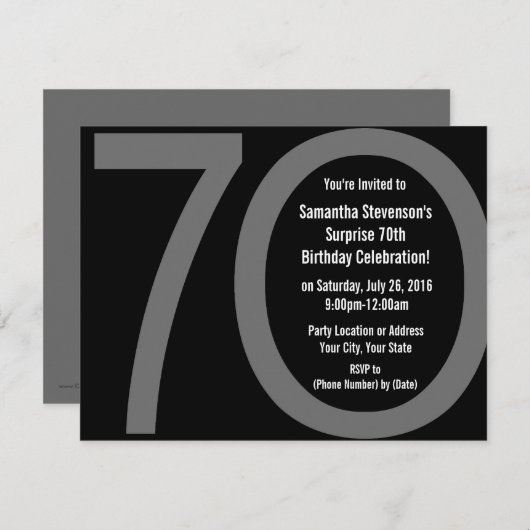 Gros 7-0 Invitations de fête d'anniversaire (Devant / Derrière)
