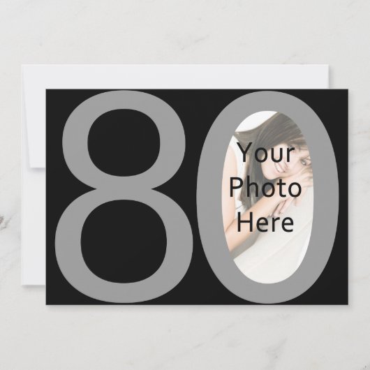 Gros 8-0 photo Invitations de fête d'anniversaire (Devant)