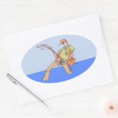 Gros autocollants de Fisherman oval (Enveloppe)