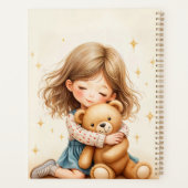 Gros câlins mignonne fille serrant teddy papier ou (Dos)
