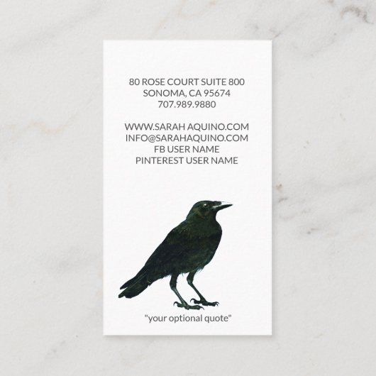 Gros Carte de visite Black Crow (Dos)