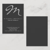 Gros Carte de visite de calligraphie gris monogram (Devant / Derrière)