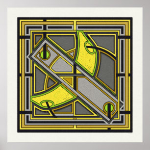 Gros Cavandish – Geometrische Industriële Art Deco Poster