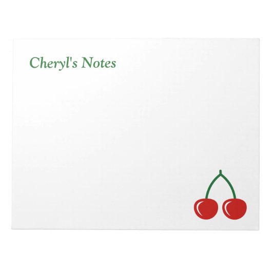Gros cerises rouges bloc-notes avec nom personnali (Devant)