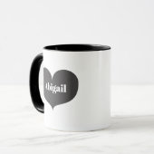 Gros coeur gris Mug personnalisé (Devant gauche)
