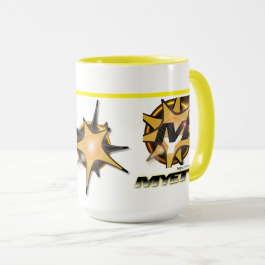 Gros Combo Mug 400gr. (Blanc et Jaune) (Devant droit)