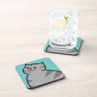 Gros dessous de verre argentés heureux de chat