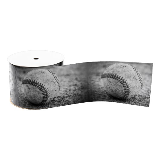 Gros-grain Baseball en noir et blanc 3" de ruban de grain bru (Bobine)