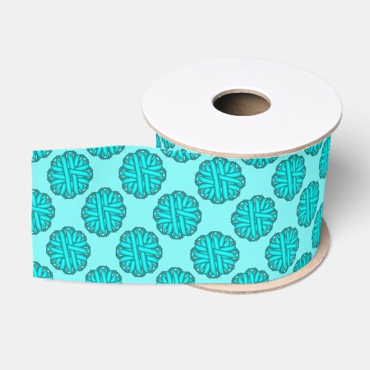Gros-grain Bleu/Fleur Turquoise Ruban par Kenneth Yoncich (Bobine)