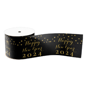 Gros-grain Golden Stars - Bonne année 2024 Satin Ruban