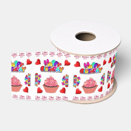 Gros-grain Joyeuse Saint-Valentin Joyeux Anniversaire Ruban (Bobine)