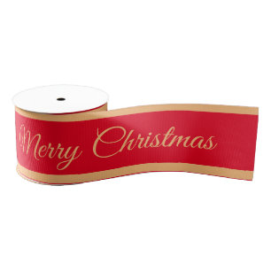Gros-grain Joyeux Noël et bonbons Ruban Rouge/Or