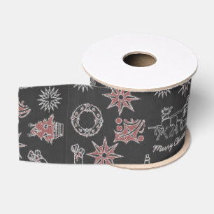 Gros-grain Joyeux ruban de Noël Père Noël Star Black Red Brow