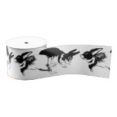 Gros-grain Lapins noirs et blancs jouant au ruban (Bobine)