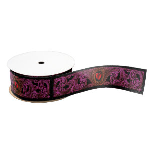 Gros-grain Ornement Goth Purple Avec Ruban Coeur
